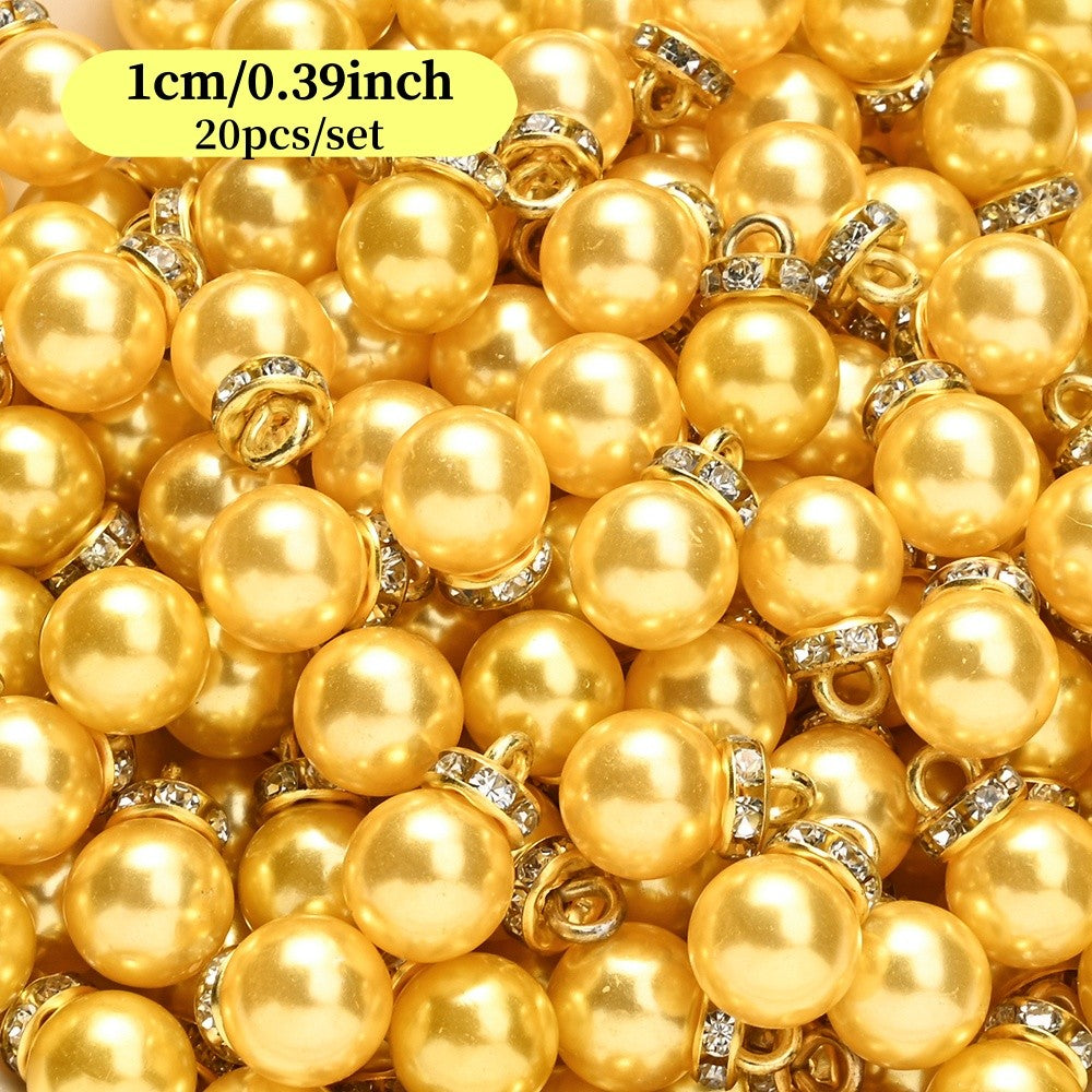 20pcs/set Shiny CCB Christmas Beads Pendant Classic Golden Rhinestone Spacer Beads For Earrings  Making Fashion Accessories