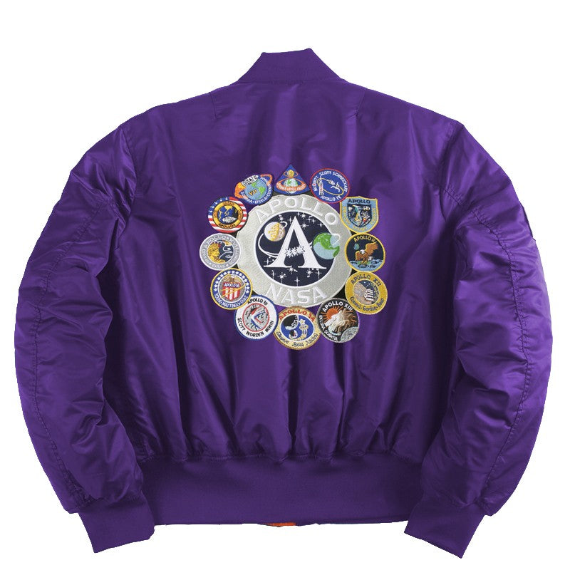 Winter bomber flight jacket vintage MA-1 APOLLO men coat streetwear warm varsity hip hop baseball letterman pilot us air force