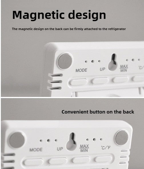 Slim Digital Wall Clock with LCD Alarm, Temperature & Humidity Display- Multi-Functional Kitchen Electronic Clock Adhesive Mount