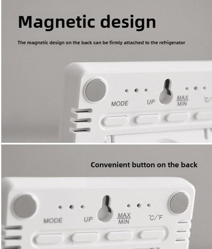 Slim Digital Wall Clock with LCD Alarm, Temperature & Humidity Display- Multi-Functional Kitchen Electronic Clock Adhesive Mount