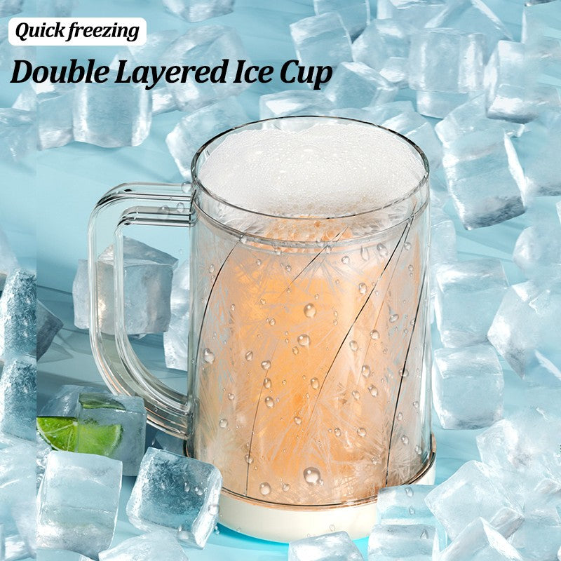 Canecas de Cerveja de Parede Dupla com Gel Congelante, Canecas de Uísque Transparentes com Alça para Bar e Copos de Bebida para Uso Externo