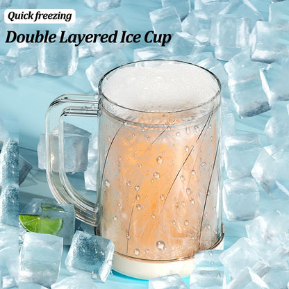 Canecas de Cerveja de Parede Dupla com Gel Congelante, Canecas de Uísque Transparentes com Alça para Bar e Copos de Bebida para Uso Externo