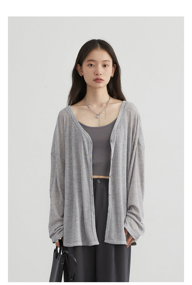 CHIC VEN Women's Cardigan New V-neck Long Sleeved Female Shirt Female Jumpers Sun Protection Woman Top Spring Summer 2024