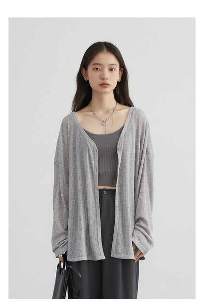 CHIC VEN Women's Cardigan New V-neck Long Sleeved Female Shirt Female Jumpers Sun Protection Woman Top Spring Summer 2024