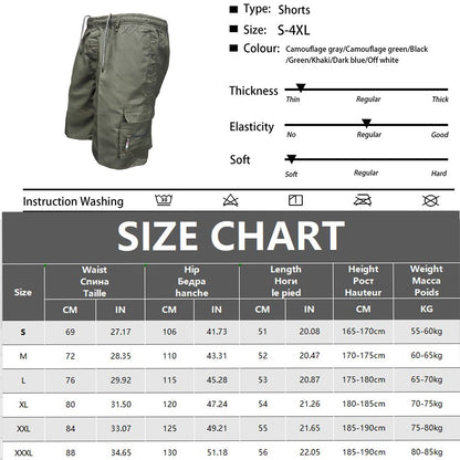 Summer Men's Military Cargo Shorts Mens Tactical Pants Casual Big Pocket Outdoor Sports Slacks Cargo Panels Trousers for Male