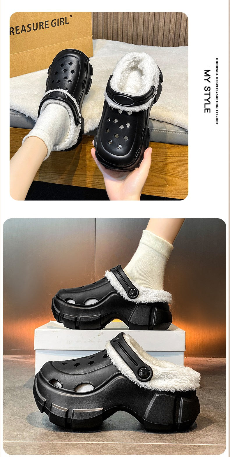 New Women's Winter Platform Sandals Slippers Shoes Outdoor Thick Sole Shoes Lightweight Breathable Women Fur Flats slippers