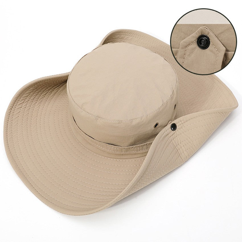 2023 New Fashion Summer Bucket Hat Cowboy Men Outdoor Fishing Hiking Beach Hats Mesh Breathable Anti UV Sun Cap Large Wide Brim