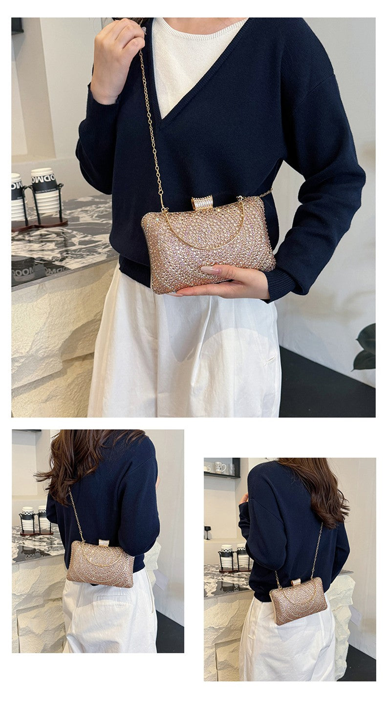 Luxury Women's Evening Bag Sparkling Rhinestone Handbag Fashion Chain Crossbody Bag Elegant Wedding Dress Party Banquet Clutch