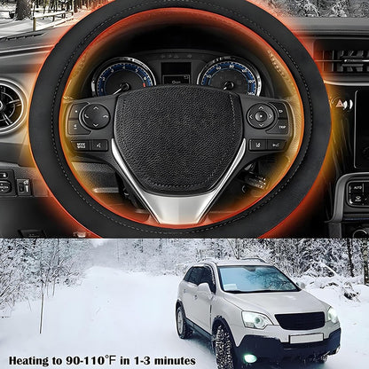 Hot 12V Heated Steering Wheel Cover Warm In Winter Universal Fit Steering Wheel Protector Outer For Cars Trucks Car Accessories