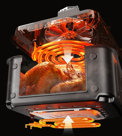 Fritadeira elétrica Jiuyang, nova, grande capacidade, fonte de calor dupla, sem necessidade de virar, visual, forno elétrico, máquina de cozinhar