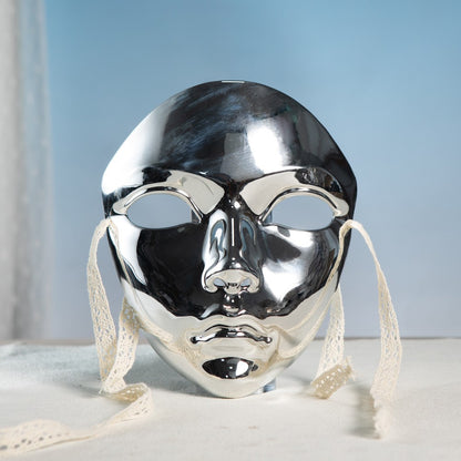 Masquerade Mask Metallic Color  Halloween Mask Full Face  For Women Men Cosplay Masquerade Costume Accessories