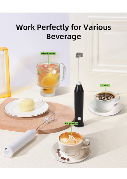 Espumadores de Leite Sem Fio Recarregável USB Elétrico 3 Velocidades Mini Liquidificador Portátil Batedor de Café para Ferramentas de Cozinha
