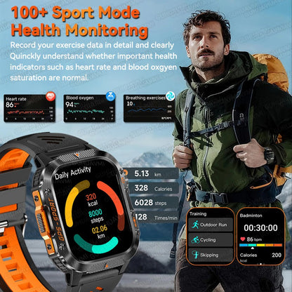 2026 Militar Grau Built-in GPS Posição 2.01" Smart Watch Homens 3ATM Impermeável Bússola 540mAh Bluetooth Chamada Smartwatches IOS