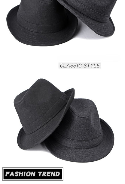 Gentleman Hat Men's British Style Retro Simple Pure Color Wool Top Hat Men's Casual Jazz Hat