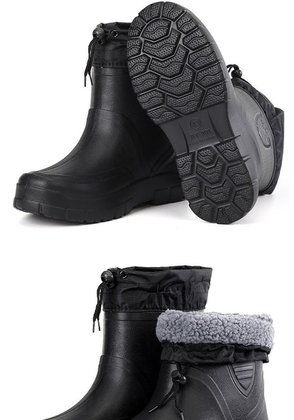 2024 Versátil Botas de Chuva Masculinas Impermeáveis para Exterior Leves Sapatos de Veludo Moda Bota Curta Conforto Casual Masculino Sapatos de Água
