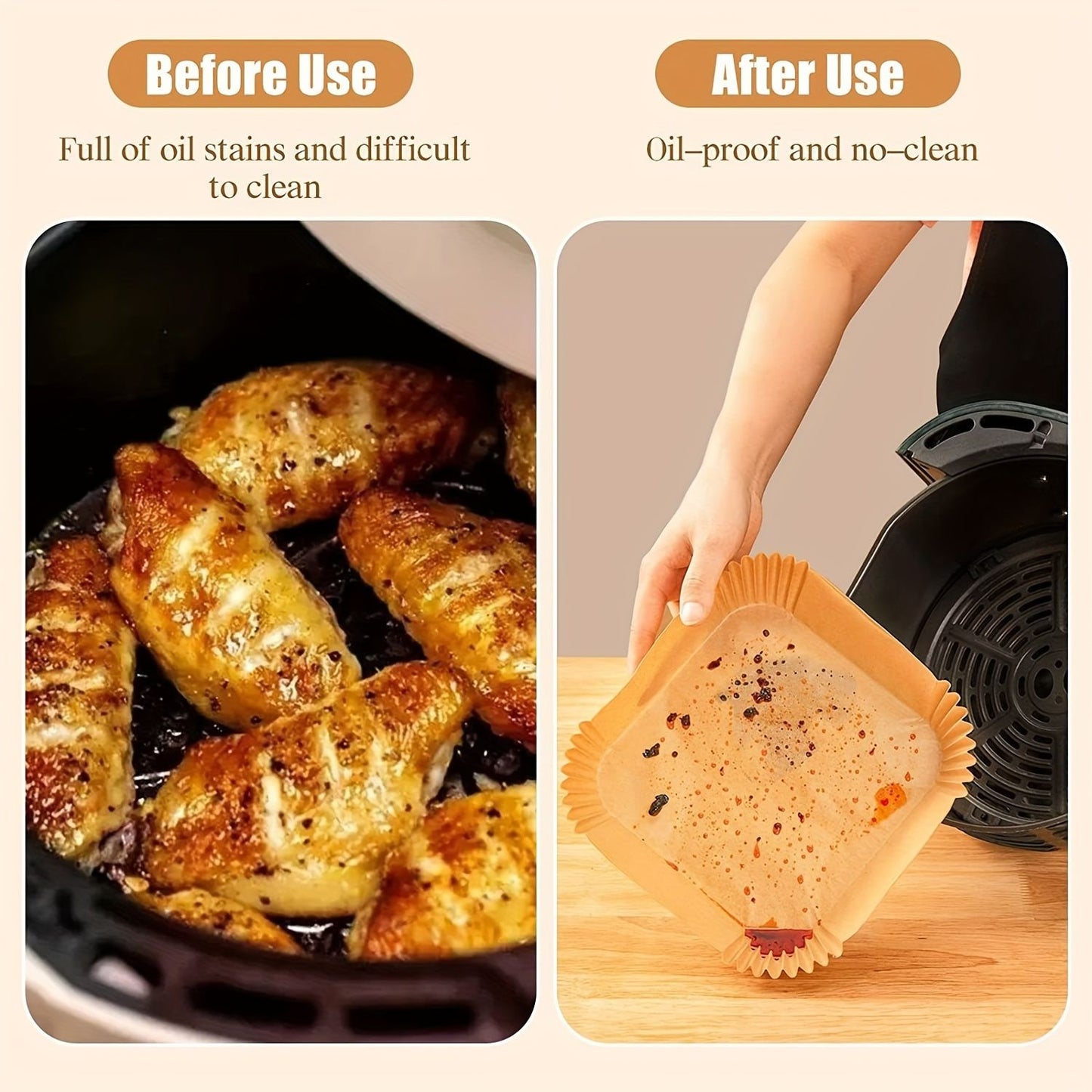 30/50/100 Peças Fritadeira Air Fryer Papel Descartável Antiaderente Redondo Forros de Papel para Airfryer Acessórios de Cozinha de Papel