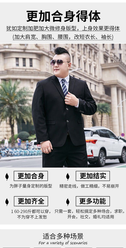 Fat Brother Big Size Pants Men's Suits Formal Business Dress Fashion Leisure Occupation 2 Piece Set Blazer Wedding Jackets S-9XL
