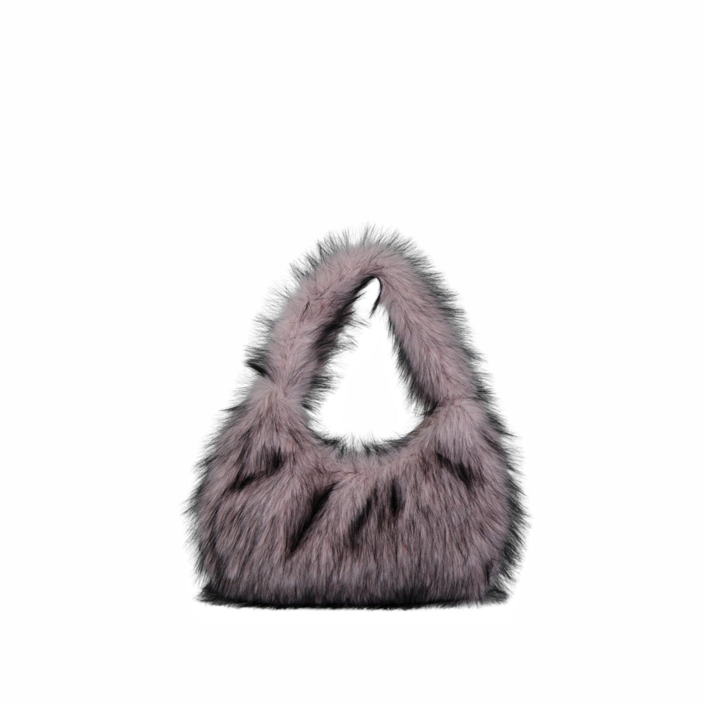 Solid Color Plush Dumpling Bag Simple Style Niche Design Faux Fur Handbag Tote Small Women's Underarm Hobo Bag