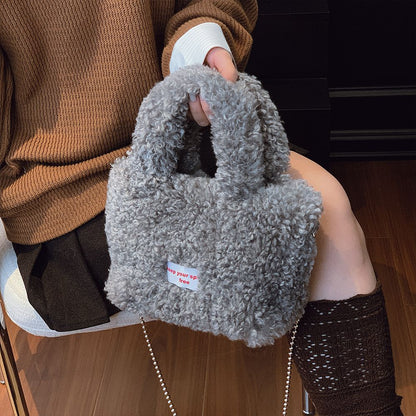 Shake Fleece Plush Bag, Women's New Stylish Single Shoulder Crossbody Bag, Plush Hand-Held Plush Bucket Bag
