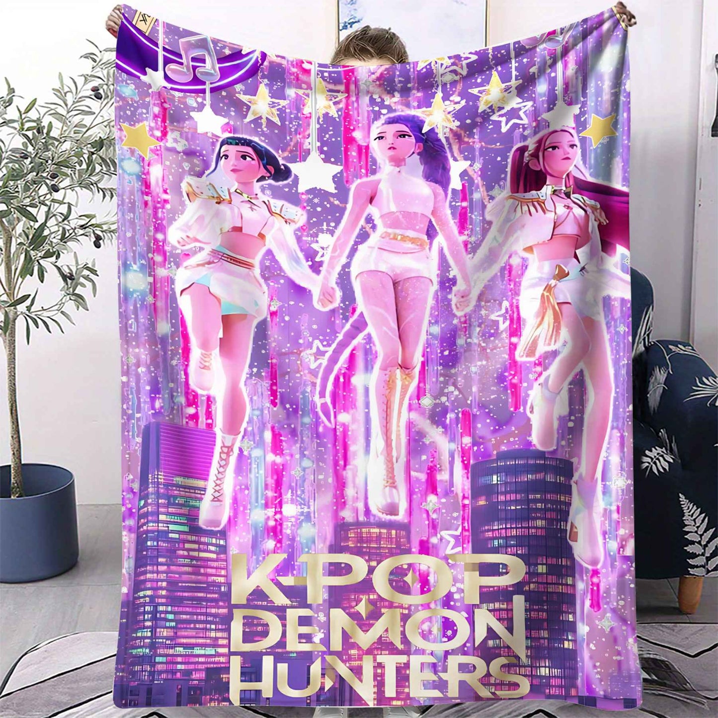 Manta K-Pop Demon Hunter Quente Anime Menina Equipe Manta de Flanela para Sofá Sala de Estar Inverno Quente Presente para Fãs
