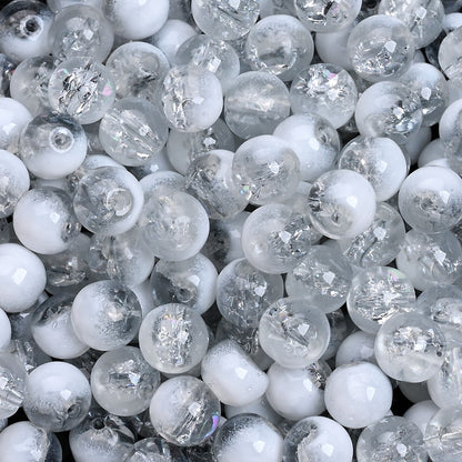 100pcs 8mm Christmas Crystal Glass Crack Beads Red and Green Gradient Spacer Beads for DIY Bracelet Necklace Jewelry Making
