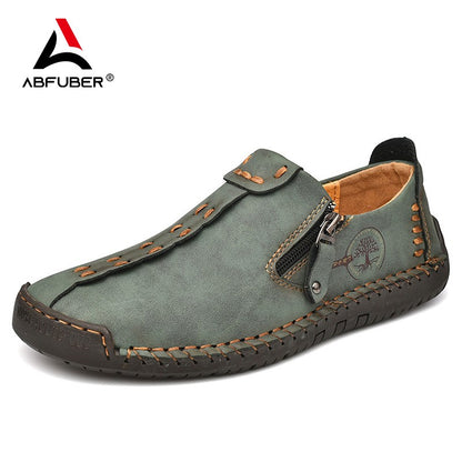 Handmade Leather Men Shoes Casual Slip On Loafers Breathable Leather Shoes Men Flats Hot Sale Moccasins Outdoor Shoes Plus Size