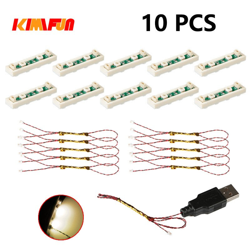 10PCS 0.8mm Pino RGB LED Blocos de Montar USB Lâmpada DIY Luz de Rua Cidade Decoração Elétrica 1X1 Tijolo Compatível com Todas as Marcas