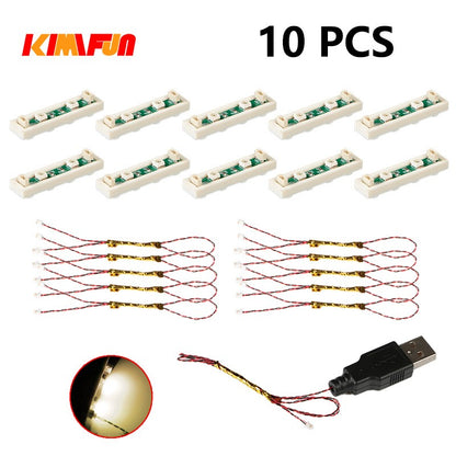 10PCS 0.8mm Pino RGB LED Blocos de Montar USB Lâmpada DIY Luz de Rua Cidade Decoração Elétrica 1X1 Tijolo Compatível com Todas as Marcas