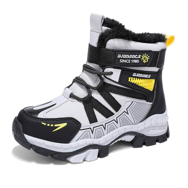 Kids Snow Boots Winter Fashion High Top Warm Plush Comfortable Anti Slip Stable Walking Shoes Boys Outdoor Sneakers Size 30-40