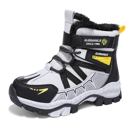 Kids Snow Boots Winter Fashion High Top Warm Plush Comfortable Anti Slip Stable Walking Shoes Boys Outdoor Sneakers Size 30-40