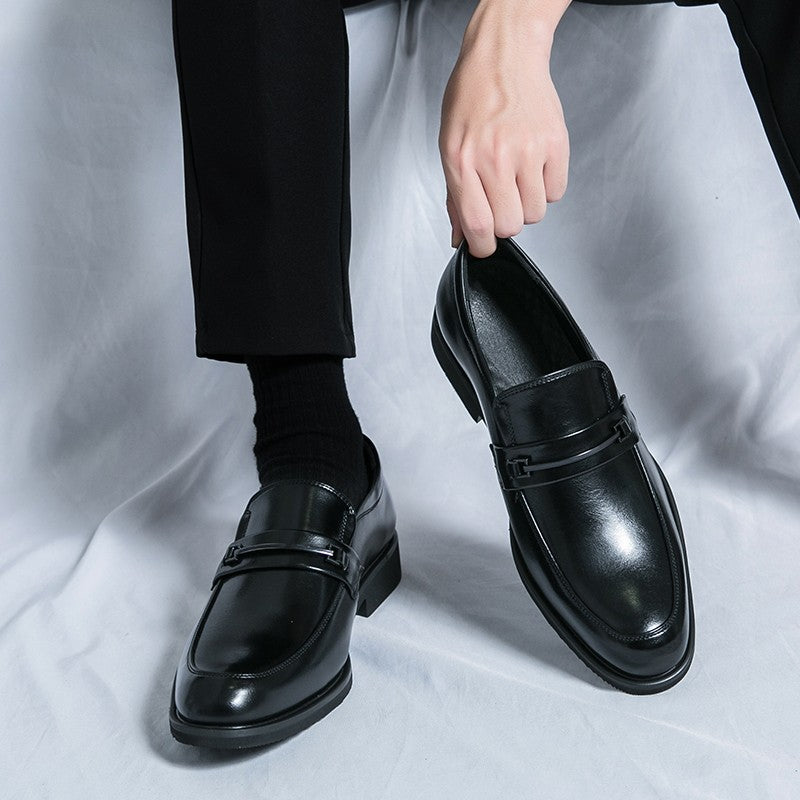 Men's Formal Leather Shoes Classic Style Slip On Loafers Round Toe Breathable Non-Slip Business Dress Wedding Office Casual Shos