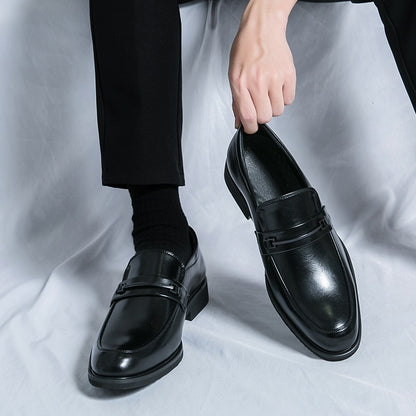 Men's Formal Leather Shoes Classic Style Slip On Loafers Round Toe Breathable Non-Slip Business Dress Wedding Office Casual Shos