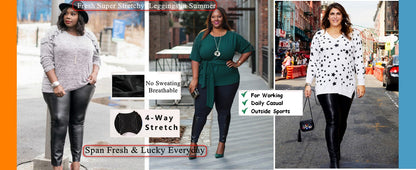 Spring Plus Size  Faux Leather Leggings Super Stretchy  Spandex Clothing PU Leather Pant Tummy Control