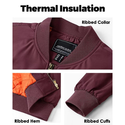 MAGCOMSEN Men's Aviator Jackets Thick Warm Orange Lining Bomber Jackets Fall Winter Casual Windproof Coats