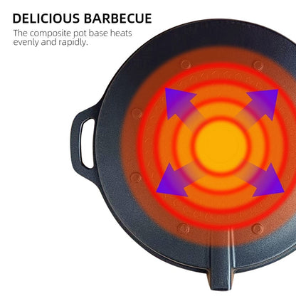 KOSUN Non-stick Barbecue Pan Stone Coated Cast Aluminum Korean Grill Pan Guipan Pot with Pour Mouth for Gas and Induction Stove