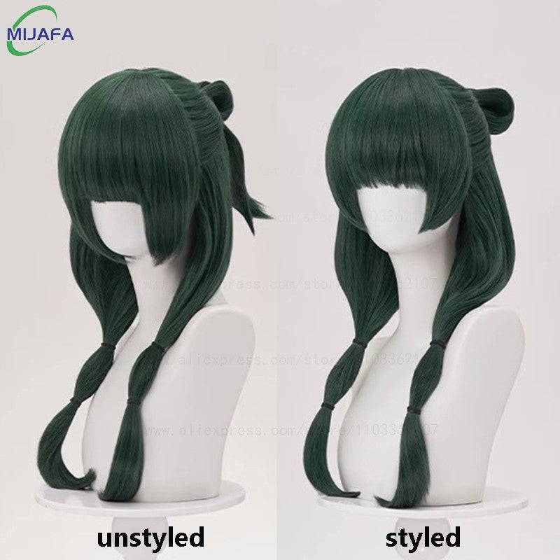 Peruca Cosplay Maomao de Alta Qualidade The Apothecary Diaries Verde Escuro Resistente ao Calor Cabelo Sintético Festa Anime Perucas Mao Mao + Touca de Peruca