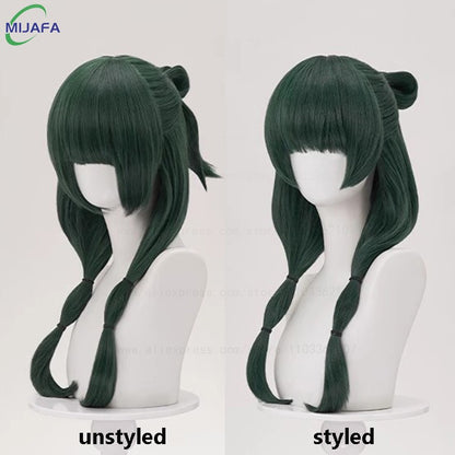 Peruca Cosplay Maomao de Alta Qualidade The Apothecary Diaries Verde Escuro Resistente ao Calor Cabelo Sintético Festa Anime Perucas Mao Mao + Touca de Peruca