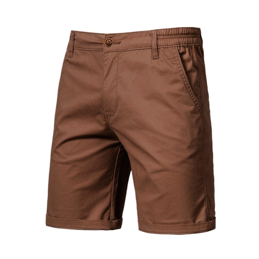 AIOPESON Summer 100% Cotton Solid Shorts Men High Quality Casual Business Social Elastic Waist Men Shorts 10 Colors Beach Shorts
