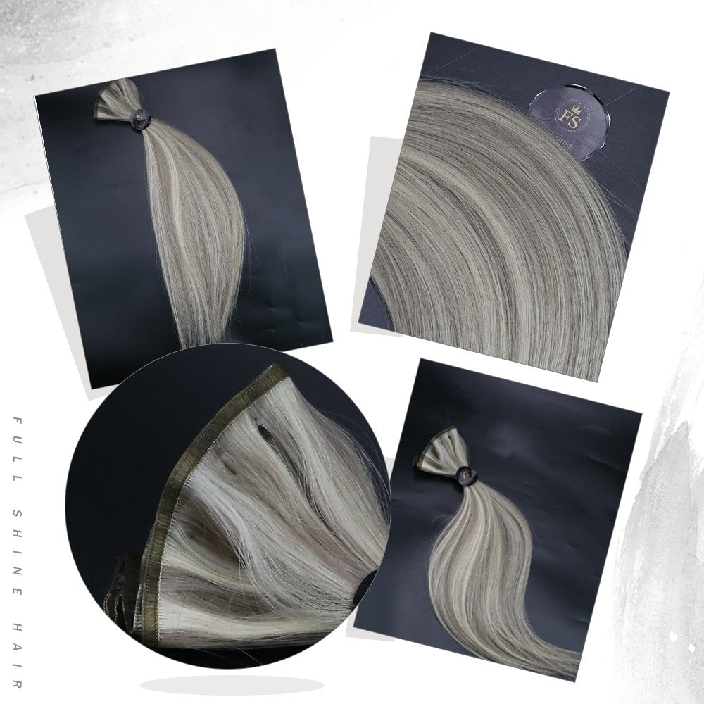 Full Shine Virgin Flat Silk Weft Sew In Hair Bundle Straight Human Hair Extensions 100% Real Human Hair Weft For Women For Salon