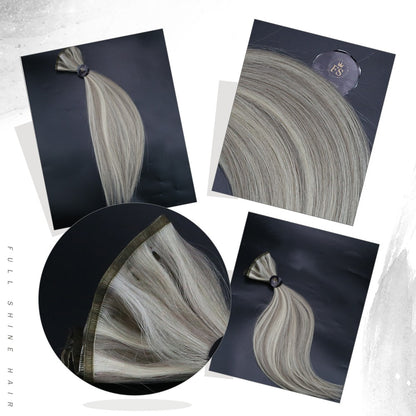 Full Shine Virgin Flat Silk Weft Sew In Hair Bundle Straight Human Hair Extensions 100% Real Human Hair Weft For Women For Salon