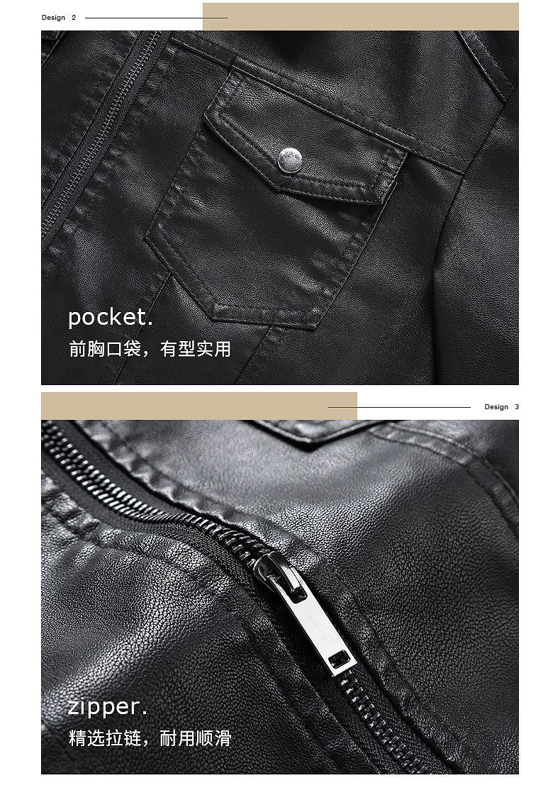 Mens Vintage Faux Leather Outwear Leather Jacket Motorcycle Black Biker Jackets Casual Lightweight Men PU Zipper Moto Outwear