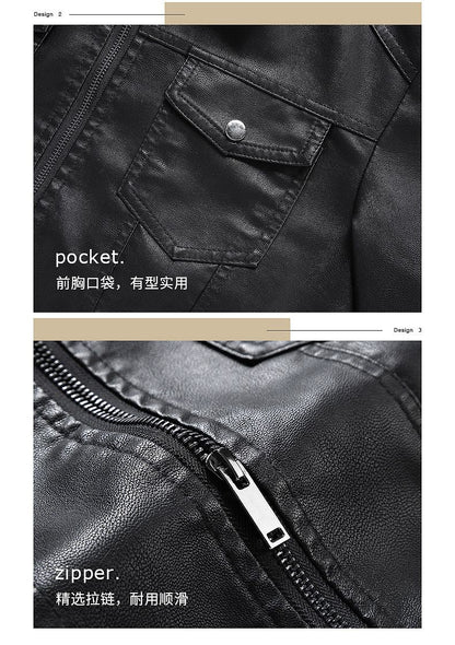 Mens Vintage Faux Leather Outwear Leather Jacket Motorcycle Black Biker Jackets Casual Lightweight Men PU Zipper Moto Outwear