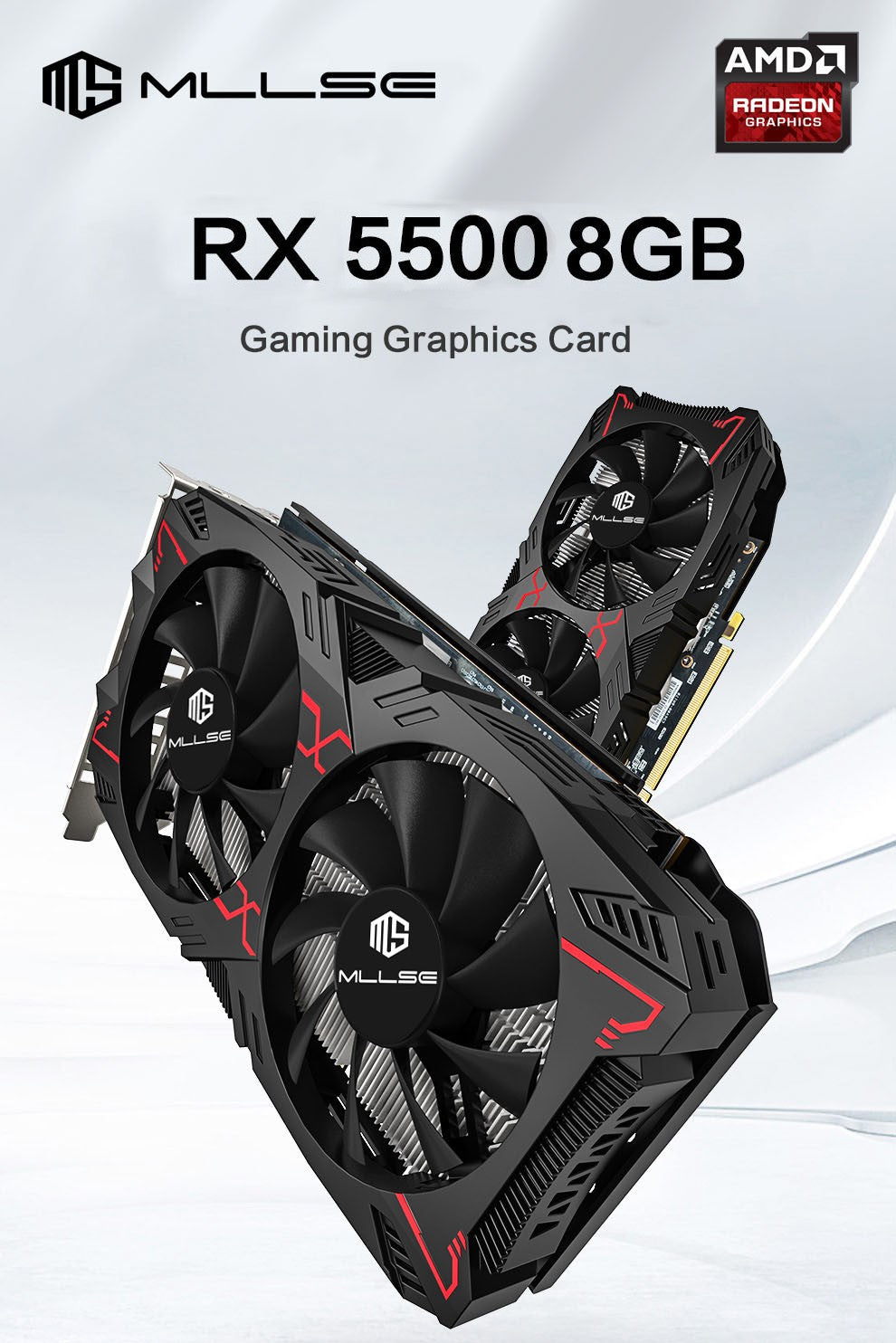 Placa de Vídeo MLLSE RX 5500 8 GB para Jogos 7 NM 128 bits GDDR6 8 pinos PCI Express 4.0 x 8 1717 MHz DP*3 Desktop