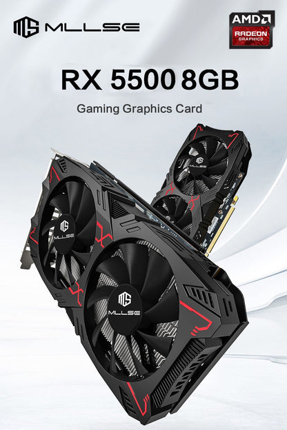 Placa de Vídeo MLLSE RX 5500 8 GB para Jogos 7 NM 128 bits GDDR6 8 pinos PCI Express 4.0 x 8 1717 MHz DP*3 Desktop