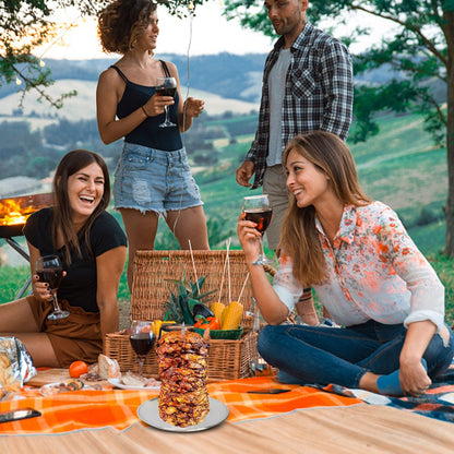 Stainless Steel Barbecue Grilling Rack for Steak Beer Metal Vertical Skewer Grilling Replacement Spikes with Handle Accessories