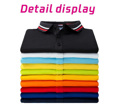 100% linen cotton polo shirt, T-shirt, breathable collar, short sleeved, custom printed logo, embroidered men's and women's work