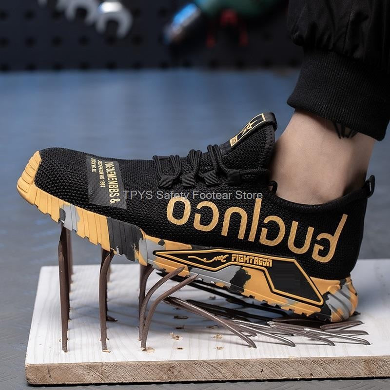 Sapatos de Segurança Leves com Biqueira de Aço Masculinos Antiperfuração Sapatos de Trabalho Masculinos Respiráveis Sapatos Industriais Botas de Segurança de Trabalho Indestrutíveis