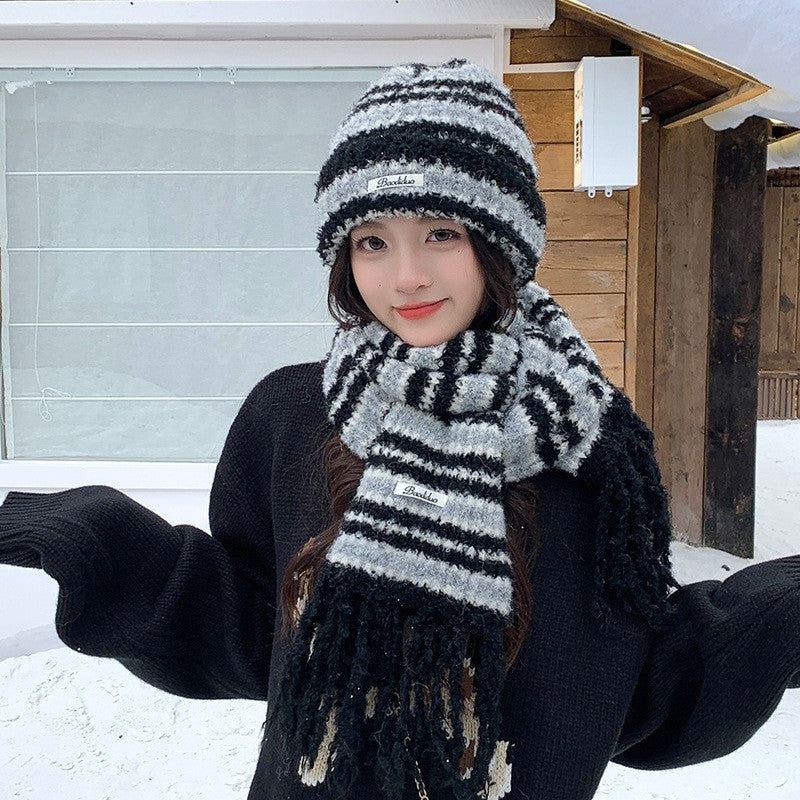 Rabbit Fur Hat  New Autumn Winter Style Warm Beanie  Large Head Circumference Jacquard Elegant Bucket Hat  Women 56-58CM