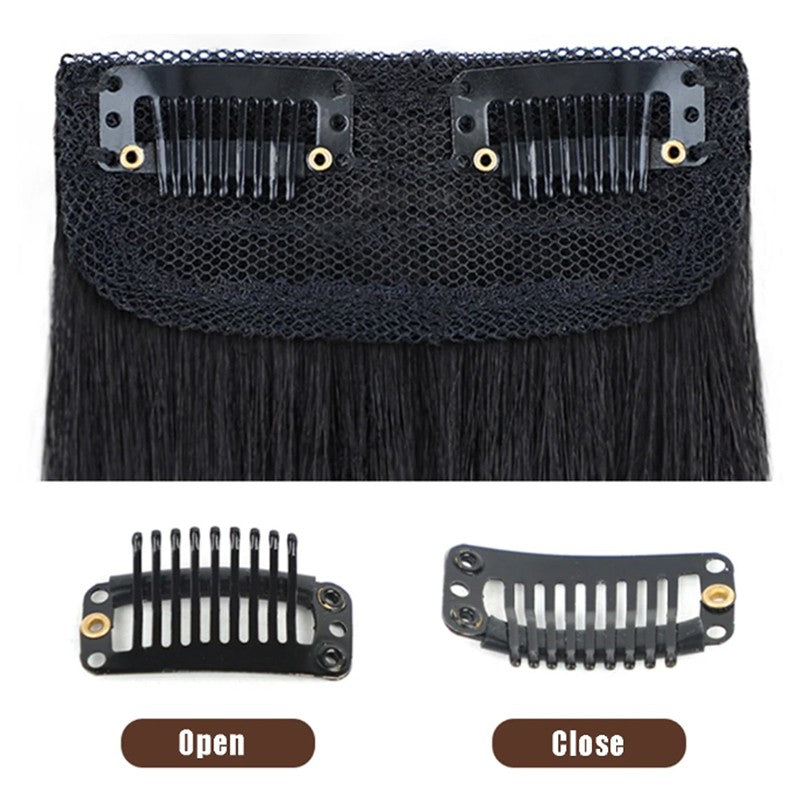 10cm Extensão de Cabelo Sintético Curto Liso Invisible Pad Forro Lateral Superior da Cabeça Aplique para Mulheres