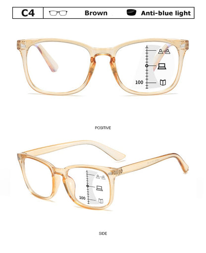 Óculos De Leitura Multifocal Quadrado CRIXALIS Óculos Masculino Fashion Com Dioptrias Antirreflexo Computador Feminino UV400